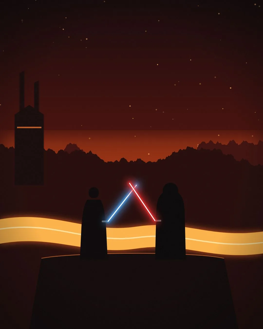 Anakin and Obi-Wan, moments before the duel — detail