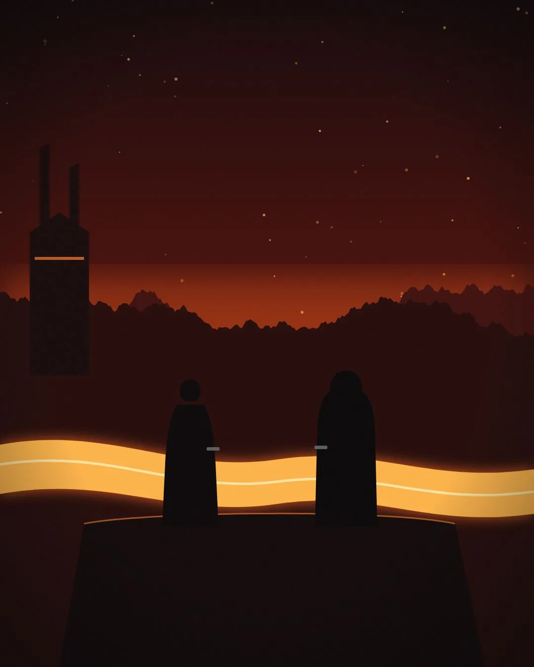 Anakin and Obi-Wan, moments before the duel — wide view