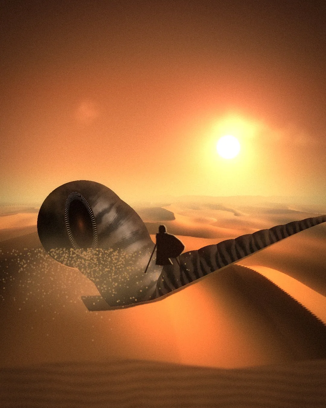 Paul's first ride on Shai-Hulud — wide view